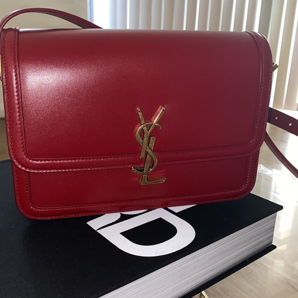 YSL Solferino Medium Shoulder Bag Opyum Red - Picture 5 of 16
